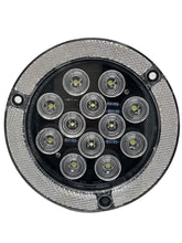 4" Inch Flange Mount Reflective Ring Bezel Red/White 12 LED Round Stop Turn Tail Reverse Backup Tail Trailer Truck Flatbed RV Camper Bus Light Kit with 3 Wire Pigtail Plug 12V